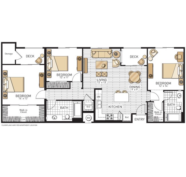 Mirada - Three Bedrooms 1126 floor plan